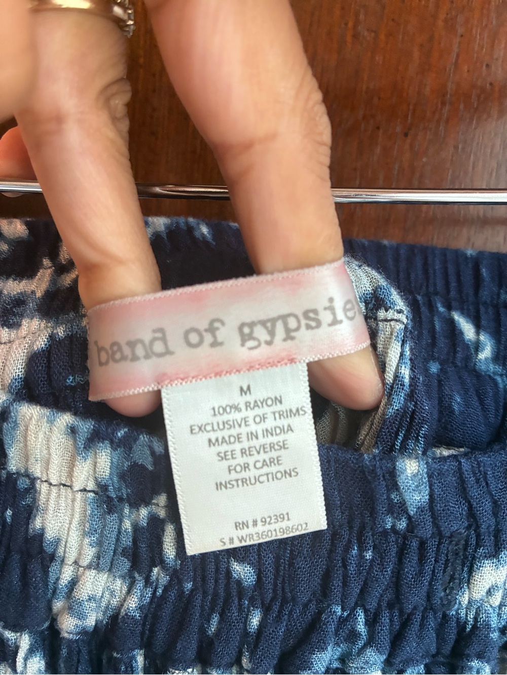 Band of Gypsies Blue & White Tie-Dye Maxi Skirt | Boho Festival Resort Wear | M - Picture 3 of 5